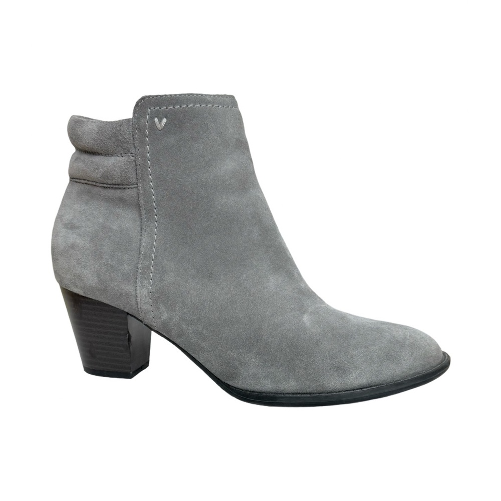Vionic Jessie Gray Suede Weather Resistant Bootie Comfort Block Heel